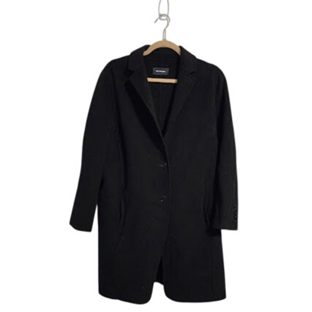 The Kooples 100% Wool Longline Overcoat Jacket Black Minimalist Classic M